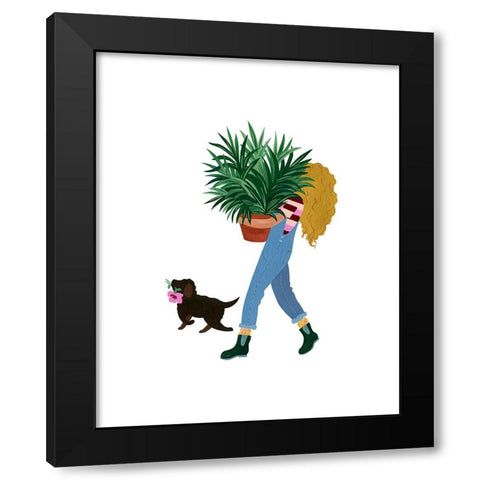 Plant Lady Black Modern Wood Framed Art Print with Double Matting by Kopcik, Emily