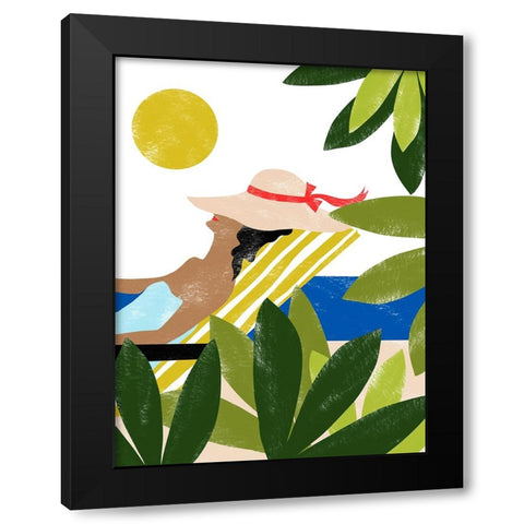 Sunbathing Black Modern Wood Framed Art Print with Double Matting by Kopcik, Emily