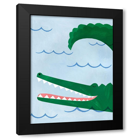 Alligator Black Modern Wood Framed Art Print with Double Matting by Kopcik, Emily