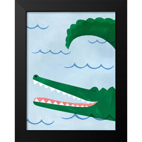Alligator Black Modern Wood Framed Art Print by Kopcik, Emily