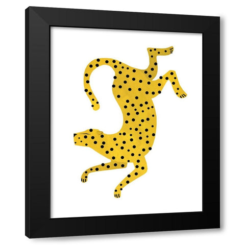Dotted Cheetah Black Modern Wood Framed Art Print by Kopcik, Emily