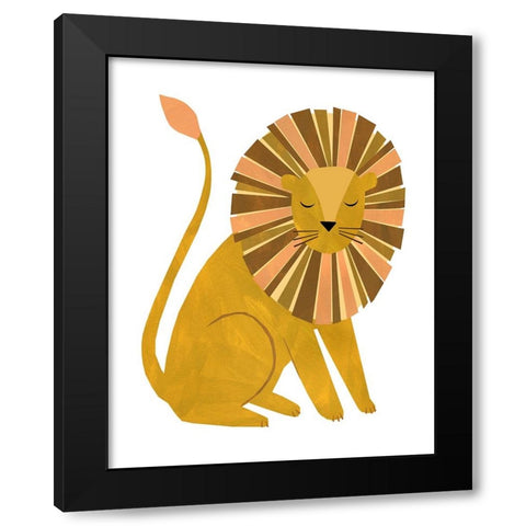 Lion Black Modern Wood Framed Art Print with Double Matting by Kopcik, Emily