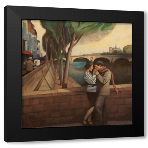 April in Paris Black Modern Wood Framed Art Print with Double Matting by Kelley, Gary