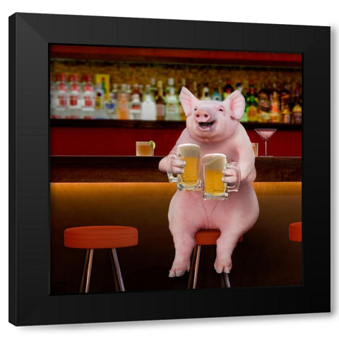 Beer Hog Black Modern Wood Framed Art Print by Lund Roeser