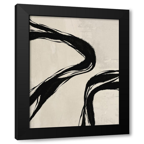 Waves Black Modern Wood Framed Art Print with Double Matting by LivinLi