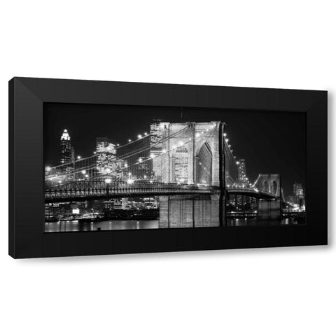 Brooklyn Bridge at Night Black Modern Wood Framed Art Print with Double Matting by Lowe, Jet