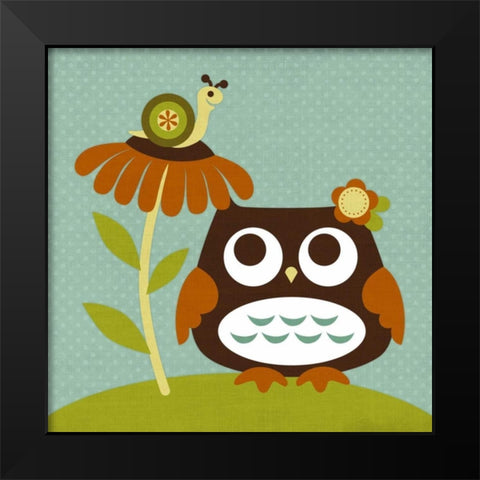 Owl Looking at Snail Black Modern Wood Framed Art Print by Lee, Nancy