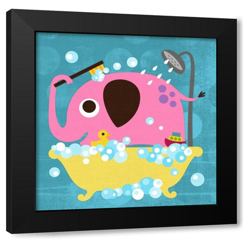 Elephant in Bathtub Black Modern Wood Framed Art Print with Double Matting by Lee, Nancy