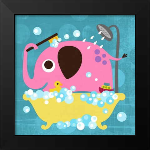 Elephant in Bathtub Black Modern Wood Framed Art Print by Lee, Nancy