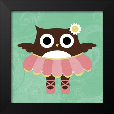 Ballerina Owl Black Modern Wood Framed Art Print by Lee, Nancy