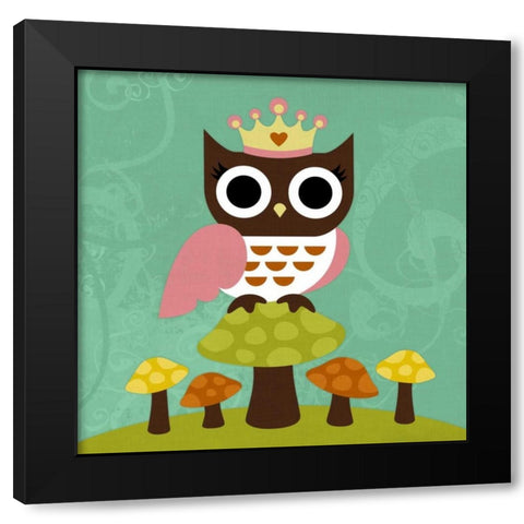 Princess Owl Black Modern Wood Framed Art Print by Lee, Nancy