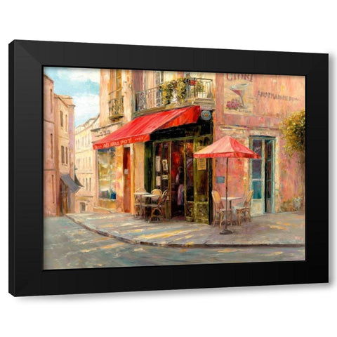 Hillside Cafe Black Modern Wood Framed Art Print with Double Matting by Liu, Haixia