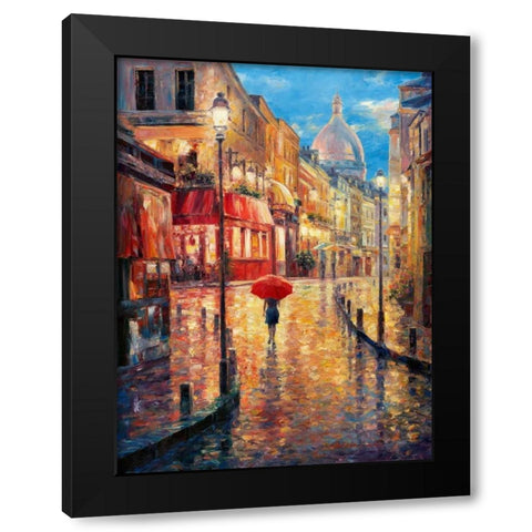 Montmartre Evening Black Modern Wood Framed Art Print by Liu, Haixia