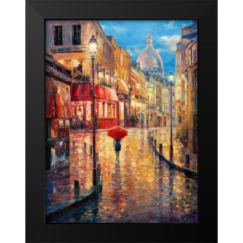Montmartre Evening Black Modern Wood Framed Art Print by Liu, Haixia