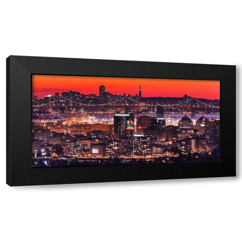 Oakland SF Twilight Black Modern Wood Framed Art Print by Linhares, Greg