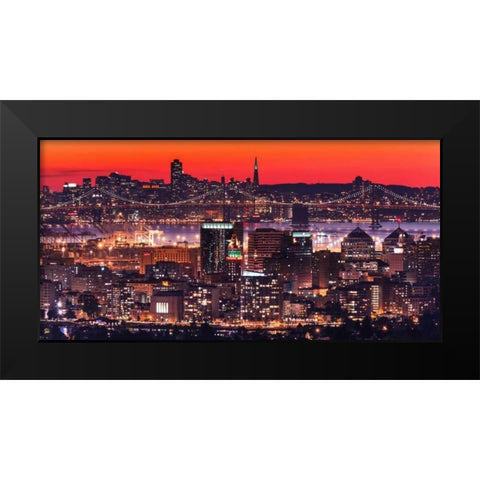Oakland SF Twilight Black Modern Wood Framed Art Print by Linhares, Greg