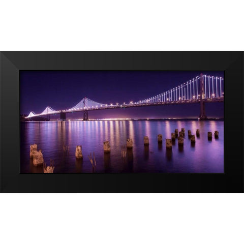 The Bay Lights Black Modern Wood Framed Art Print by Linhares, Greg