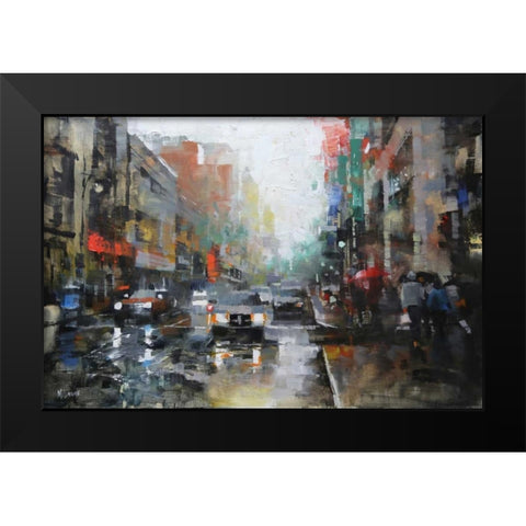 Montreal Rain Black Modern Wood Framed Art Print by Lague, Mark