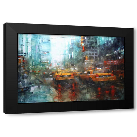 Times Square Reflections Black Modern Wood Framed Art Print by Lague, Mark