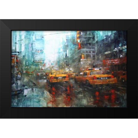 Times Square Reflections Black Modern Wood Framed Art Print by Lague, Mark
