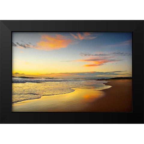 Beach Dawn Black Modern Wood Framed Art Print by Louise, Tracie