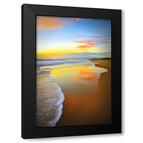 Beach Sunrise Black Modern Wood Framed Art Print by Louise, Tracie
