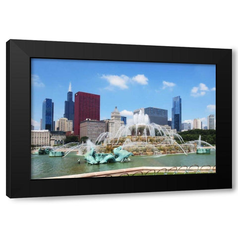 Buckingham Fountain Black Modern Wood Framed Art Print with Double Matting by Levant, Jessica