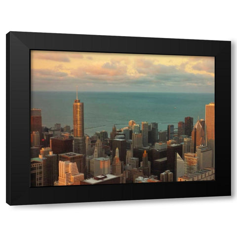 Sunset in Chicago Black Modern Wood Framed Art Print with Double Matting by Levant, Jessica