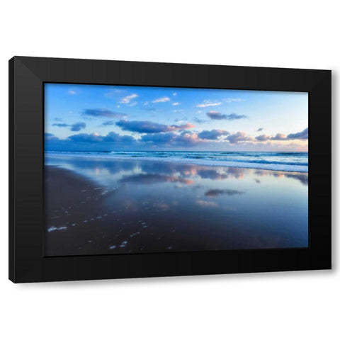 Blue Shores Black Modern Wood Framed Art Print with Double Matting by Louise, Tracie