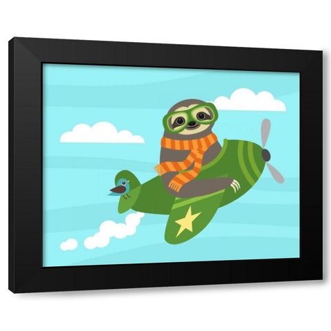 Airborne Sloth Black Modern Wood Framed Art Print by Lee, Nancy