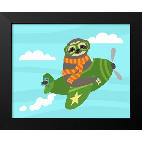 Airborne Sloth Black Modern Wood Framed Art Print by Lee, Nancy
