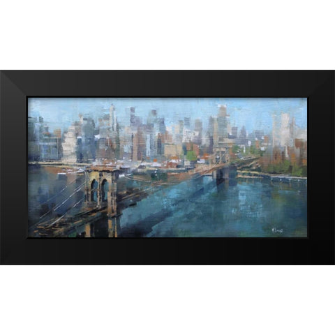 Brooklyn Bridge Black Modern Wood Framed Art Print by Lague, Mark