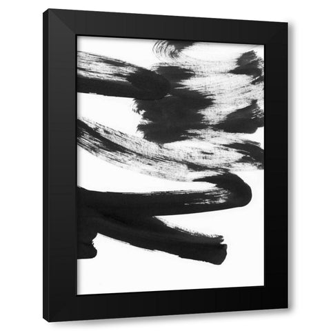 Black and White Strokes 5 Black Modern Wood Framed Art Print by Lehnhardt, Iris