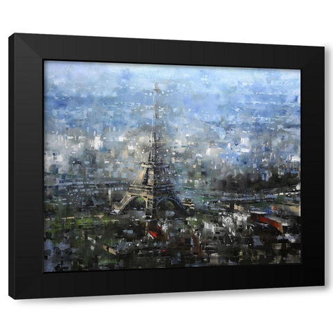 Blue Paris Black Modern Wood Framed Art Print with Double Matting by Lague, Mark