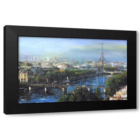 Paris Pedestrian Bridge Black Modern Wood Framed Art Print with Double Matting by Lague, Mark