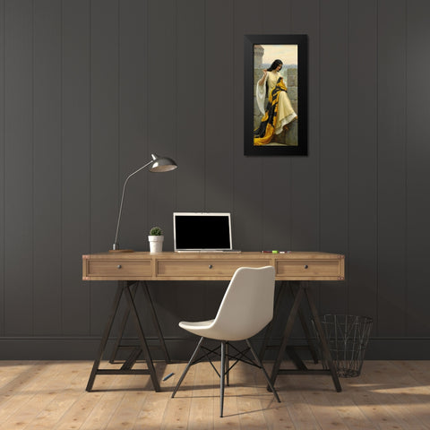 Stitching the Standard, 1911 Black Modern Wood Framed Art Print by Leighton, Edmund Blair