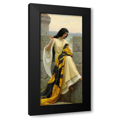 Stitching the Standard, 1911 Black Modern Wood Framed Art Print by Leighton, Edmund Blair