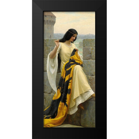 Stitching the Standard, 1911 Black Modern Wood Framed Art Print by Leighton, Edmund Blair