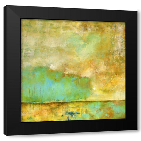Deep Breath, Teal Trees, Stillness Black Modern Wood Framed Art Print with Double Matting by Lisa Mann Fine Art