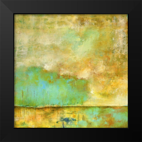 Deep Breath, Teal Trees, Stillness Black Modern Wood Framed Art Print by Lisa Mann Fine Art