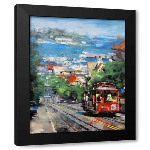 Alcatraz Black Modern Wood Framed Art Print with Double Matting by Lague, Mark