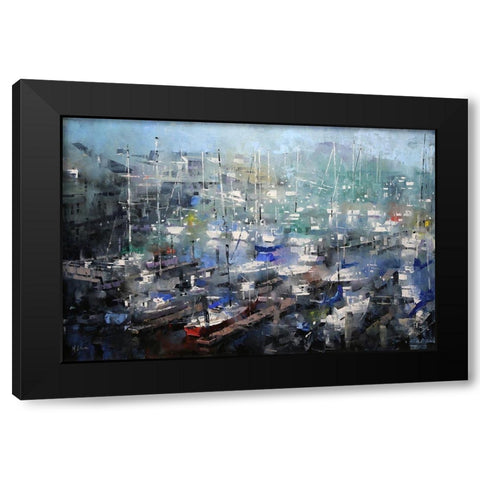 Fishermanâ€™s Wharf Black Modern Wood Framed Art Print with Double Matting by Lague, Mark