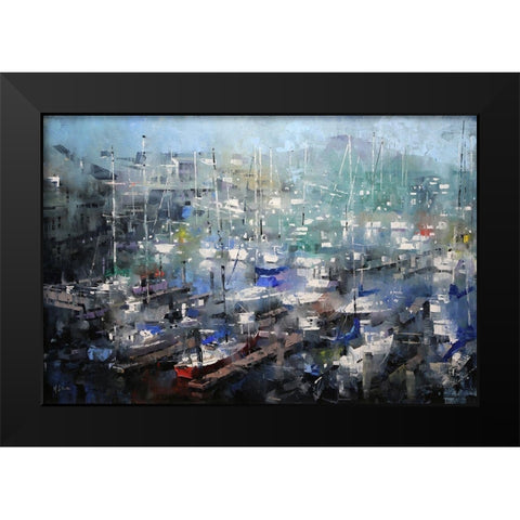 Fishermanâ€™s Wharf Black Modern Wood Framed Art Print by Lague, Mark