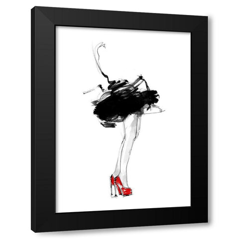 Red Shoes Black Modern Wood Framed Art Print by Larsdotter, Lotta