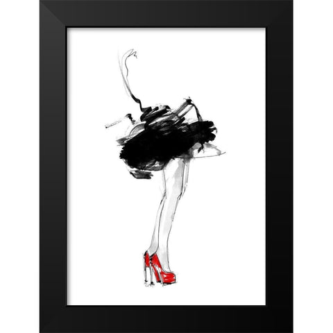 Red Shoes Black Modern Wood Framed Art Print by Larsdotter, Lotta
