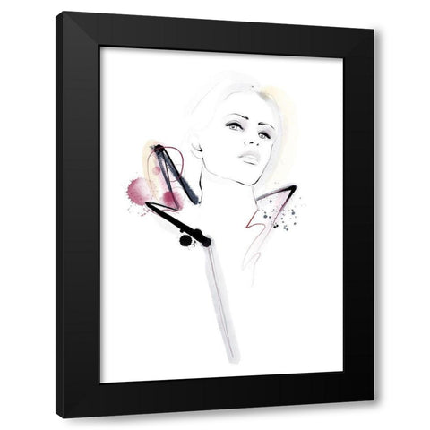Pink Ink Black Modern Wood Framed Art Print by Larsdotter, Lotta