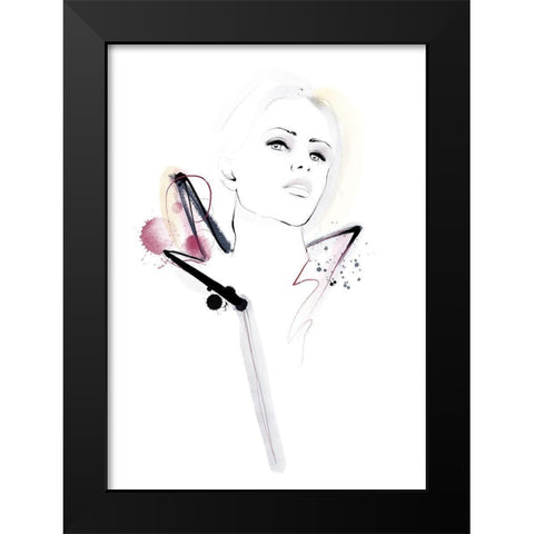 Pink Ink Black Modern Wood Framed Art Print by Larsdotter, Lotta