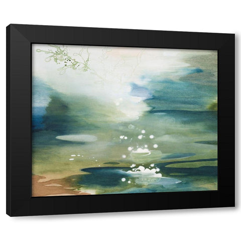 Green Joyous Black Modern Wood Framed Art Print with Double Matting by Leaver, Tara