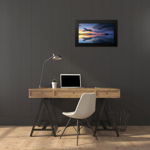 Lake Myvatn Reflections Black Modern Wood Framed Art Print by Mumford, Andy