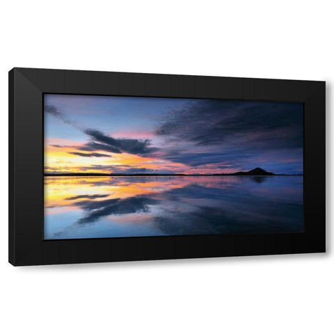 Lake Myvatn Reflections Black Modern Wood Framed Art Print with Double Matting by Mumford, Andy